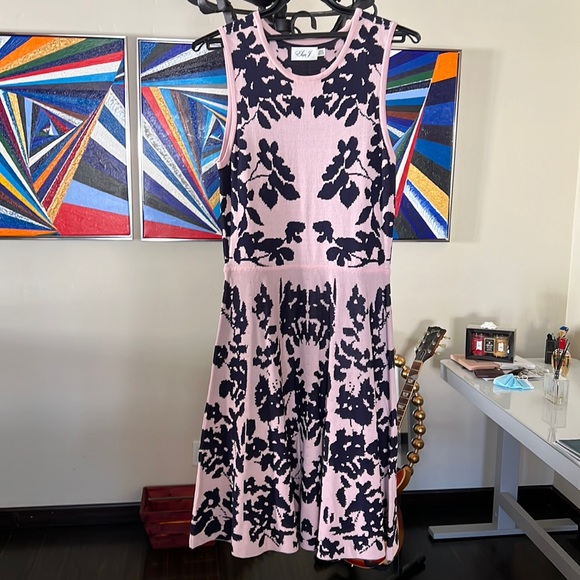 Elisa J Pink Navy and Fit and Flare Cocktail size M in pristine condition - Picture 4 of 8